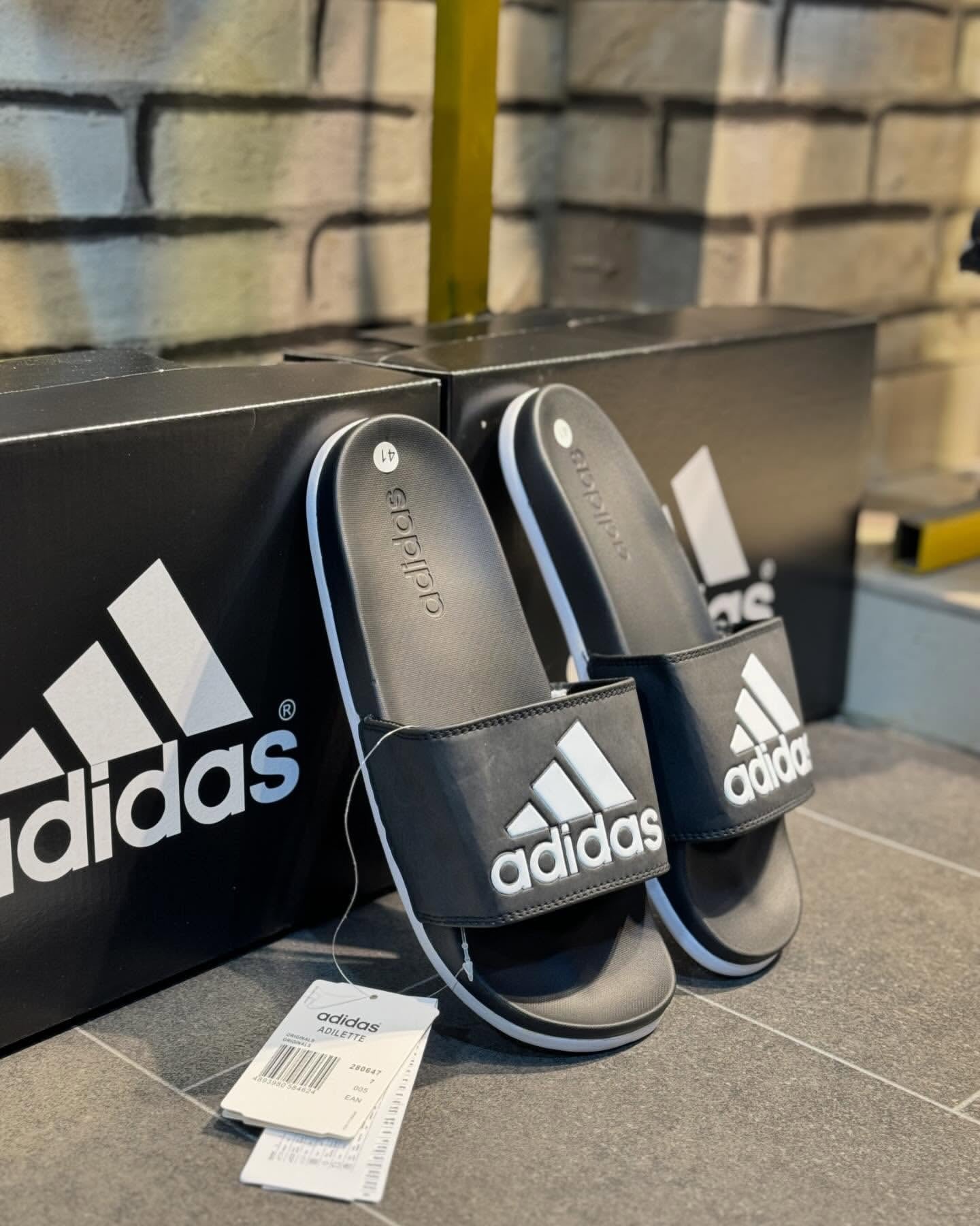 Adidas Cloudfoam Slides (Black White)