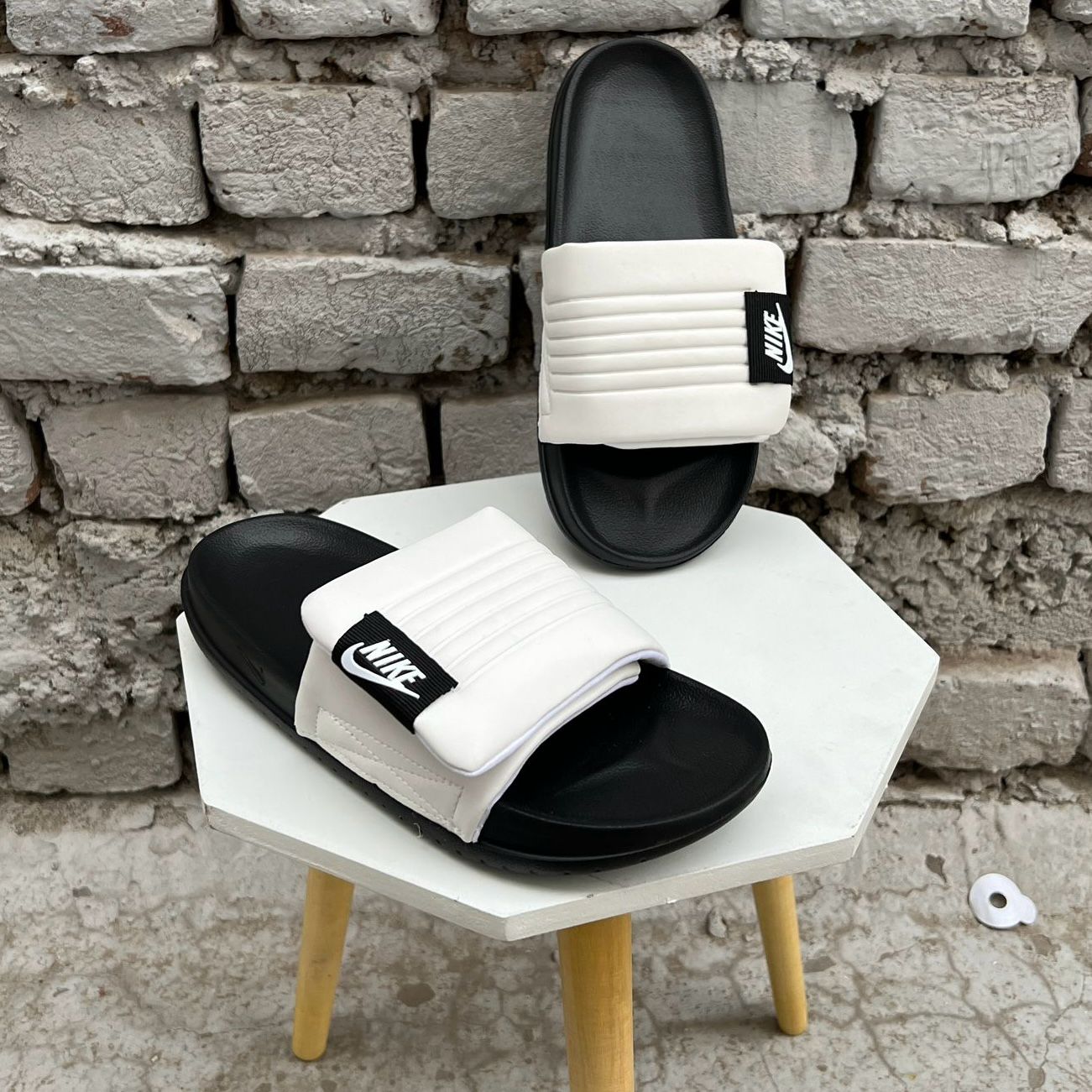 Nike Off Court Adjust Slides (White Black)