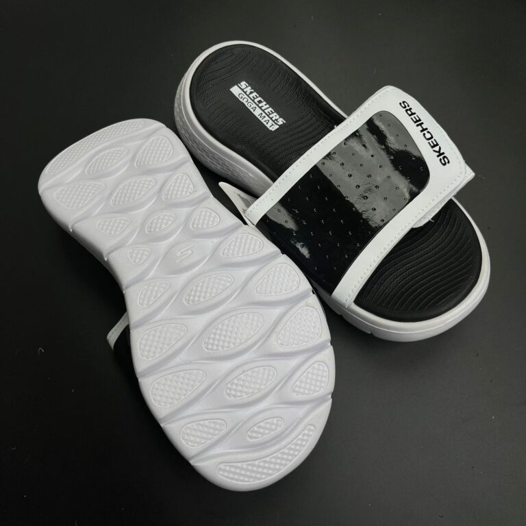 Sketchers Go Walk Slides (White-Black)
