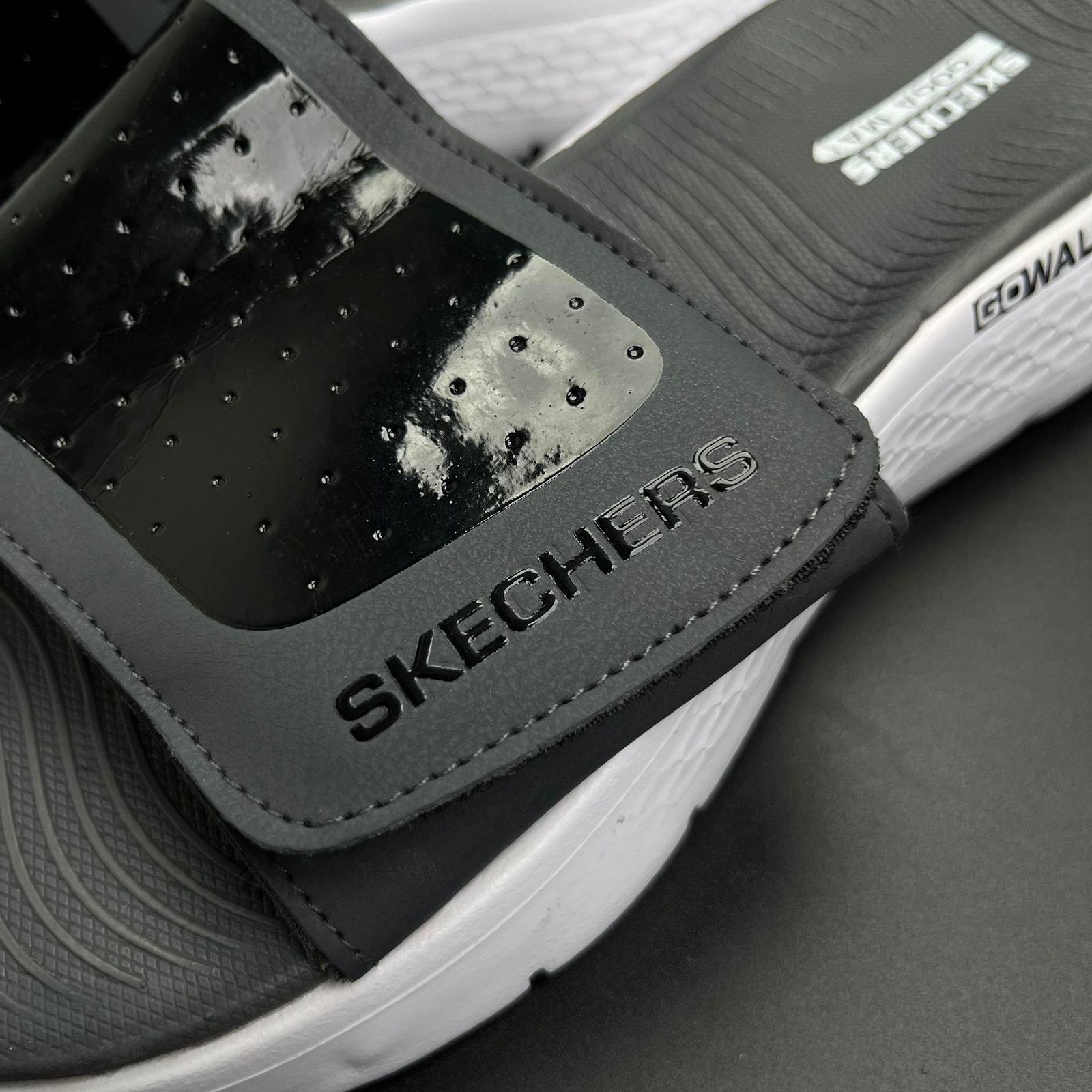 Sketchers Go Walk Slides (Grey-White)