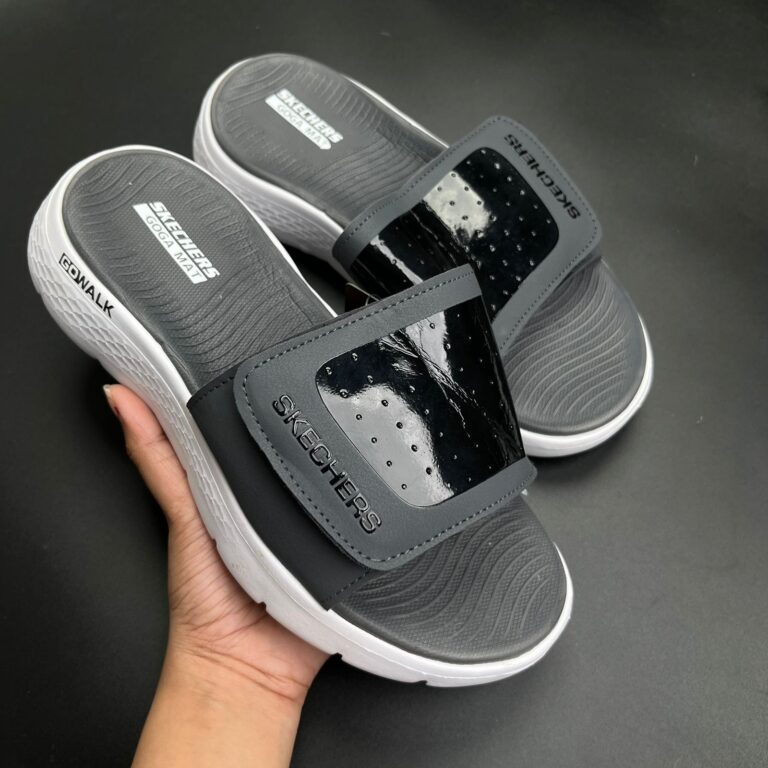 Sketchers Go Walk Slides (Grey-White)