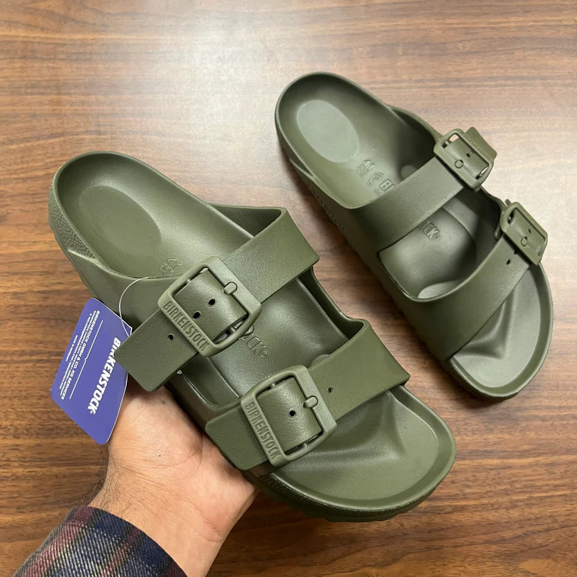 BIRKENSTOCK ARIZONA EVA SLIDES(KHAKI)