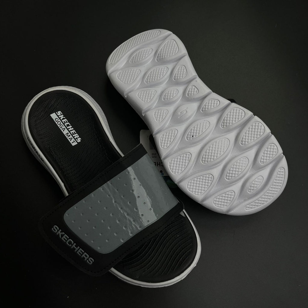 Sketchers Go Walk Slides (Black-White)